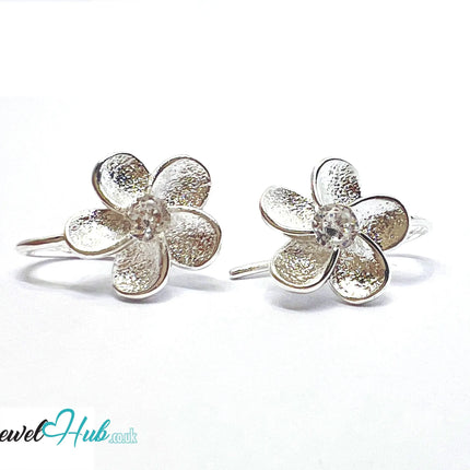 Crystal Bloom – 925 Sterling Silver Flower Stud Earrings (3.12g) CT