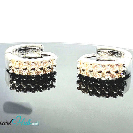 Stellar Stack – 925 Sterling Silver Twin-Row Zirconia Studs (2.51g, x24 Stones) CT