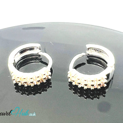 Stellar Stack – 925 Sterling Silver Twin-Row Zirconia Studs (2.51g, x24 Stones) CT