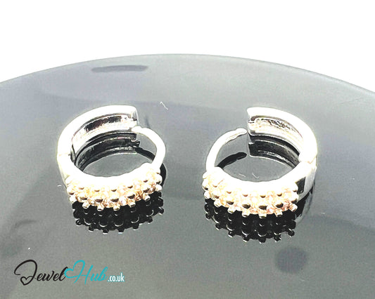 Stellar Stack – 925 Sterling Silver Twin-Row Zirconia Studs (2.51g, x24 Stones)