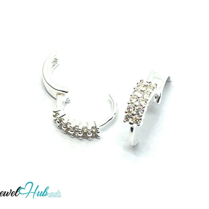 Stellar Stack – 925 Sterling Silver Twin-Row Zirconia Studs (2.51g, x24 Stones) CT