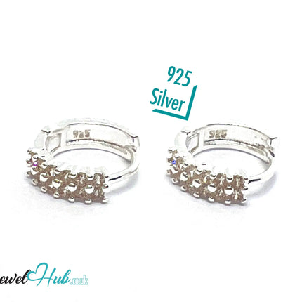 Stellar Stack – 925 Sterling Silver Twin-Row Zirconia Studs (2.51g, x24 Stones) CT
