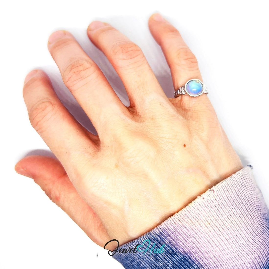 AB Resin Pinky Ring – Zinc Alloy Silver‑Plated Statement Band - JewelHub.co.uk