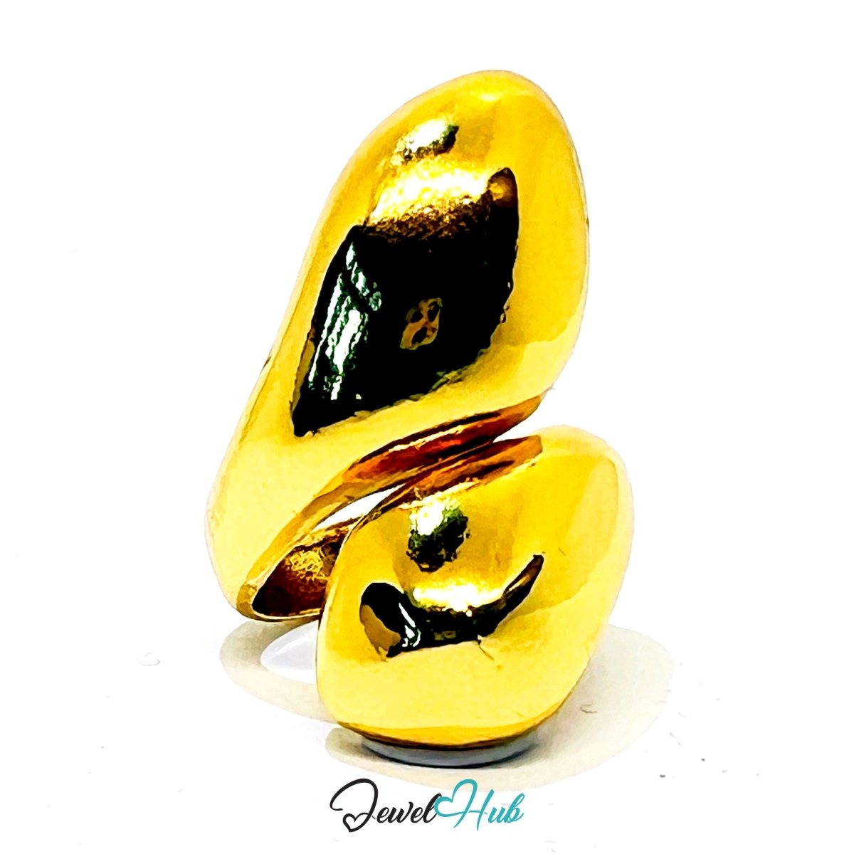 Abstract Sculptural Gold - Plated Ring – Organic Form Artistic Statement - JewelHub.co.uk