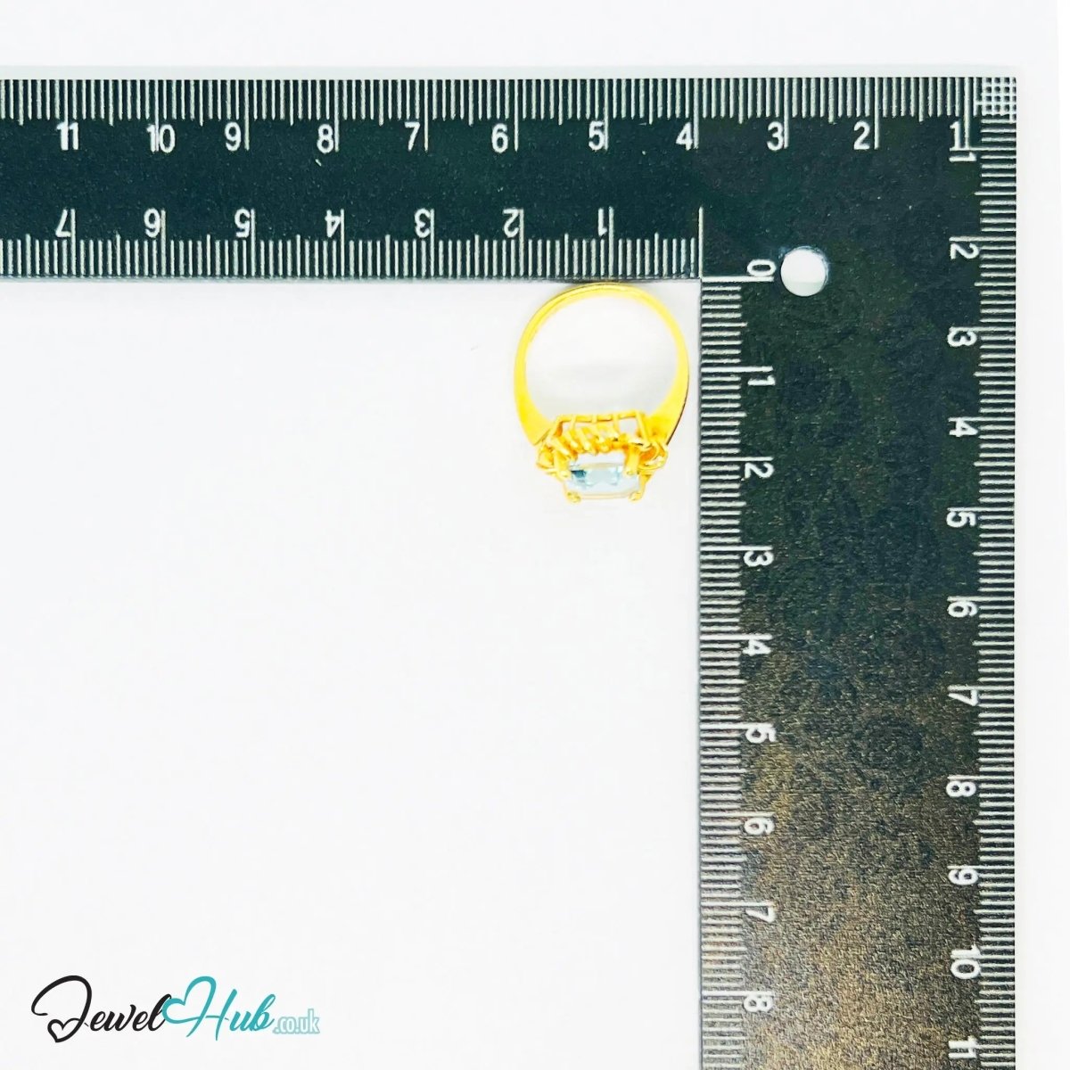 Aquamarine & Diamond Ring in 14K Gold (Hallmarked) 5.2ct Aquamarine · UK M · US 6.5 · Sculpted Loop Setting - JewelHub.co.uk