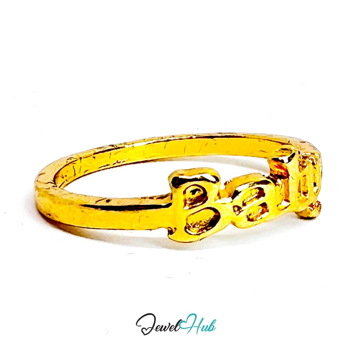 Baby Text Gold - Plated Zinc Ring – Chunky Word Letter Statement - JewelHub.co.uk