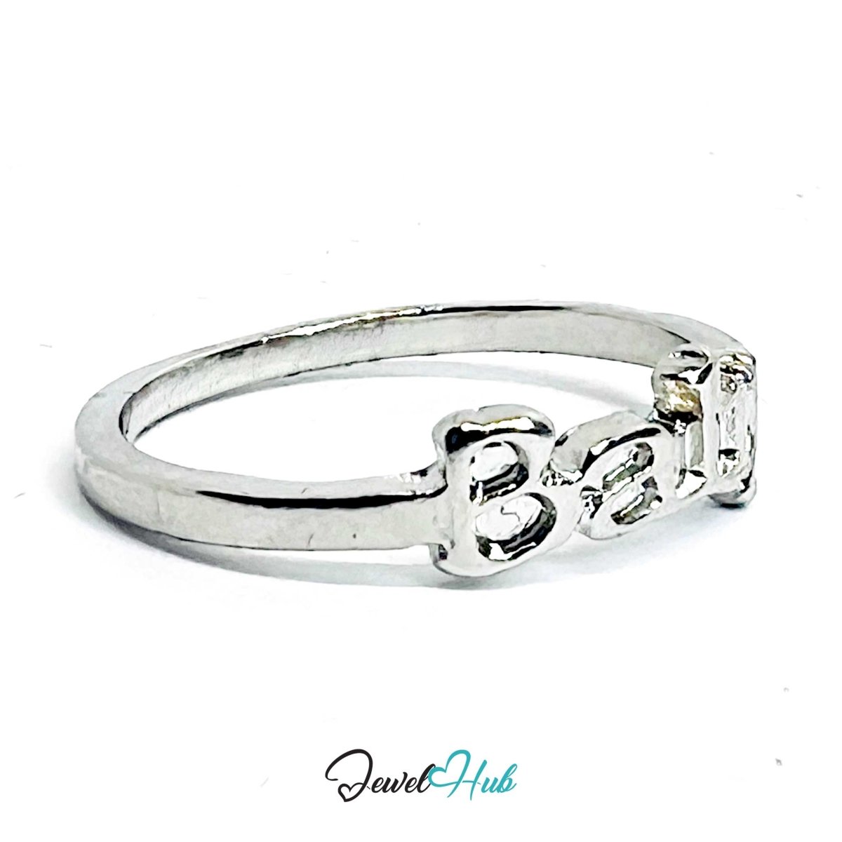 “Baby” Word Ring | Silver‑Tone Zinc Alloy Y2K Band - JewelHub.co.uk