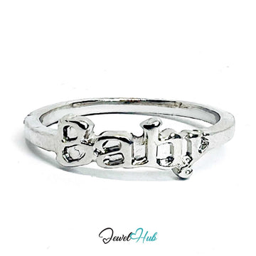 “Baby” Word Ring | Silver‑Tone Zinc Alloy Y2K Band - JewelHub.co.uk