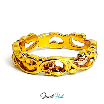Baroque Swirl Zinc Alloy Gold Ring · Ornate Pattern Band - JewelHub.co.uk