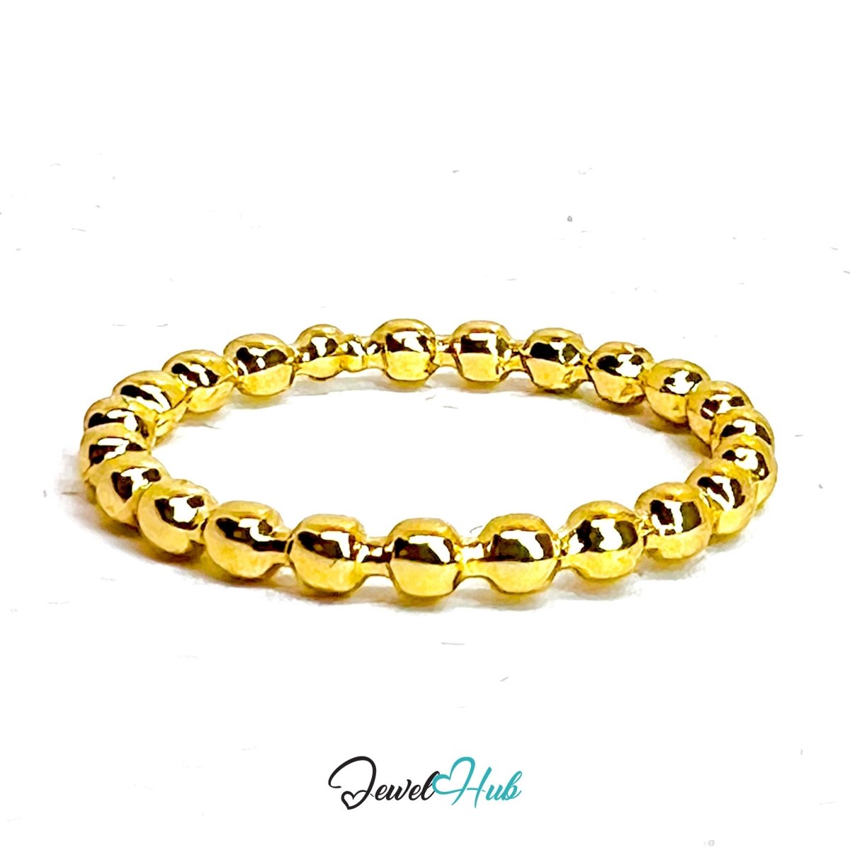 Beaded Ball Gold - Plated Ring – Chunky Sphere Chain Luxury Statement - JewelHub.co.uk