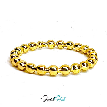 Beaded Ball Gold - Plated Ring – Chunky Sphere Chain Luxury Statement - JewelHub.co.uk