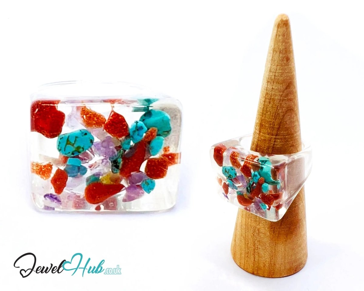 Big Screen Galaxy 🪐 Resin Ring – US P · US 8 · Giant Series · Handcrafted Resin - JewelHub.co.uk