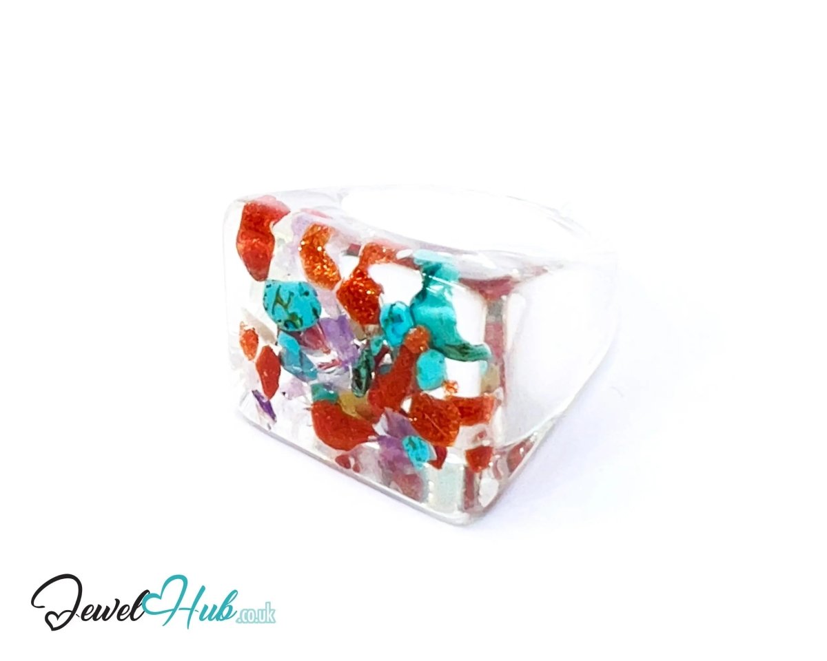 Big Screen Galaxy 🪐 Resin Ring – US P · US 8 · Giant Series · Handcrafted Resin - JewelHub.co.uk