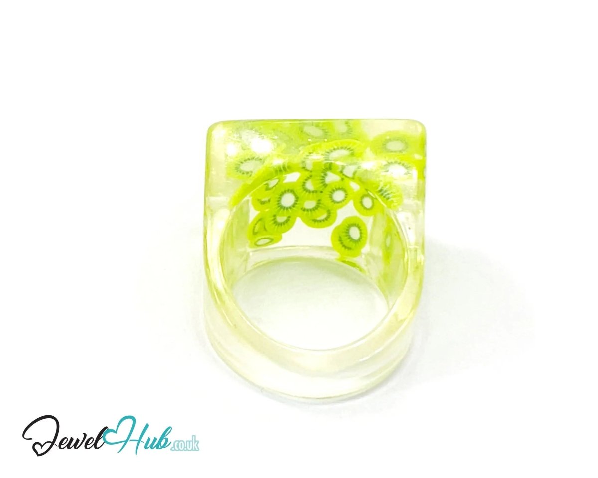 Big Screen Kiwi 🥝 Resin Ring – US P · US 8 · Giant Series · Handcrafted Resin - JewelHub.co.uk