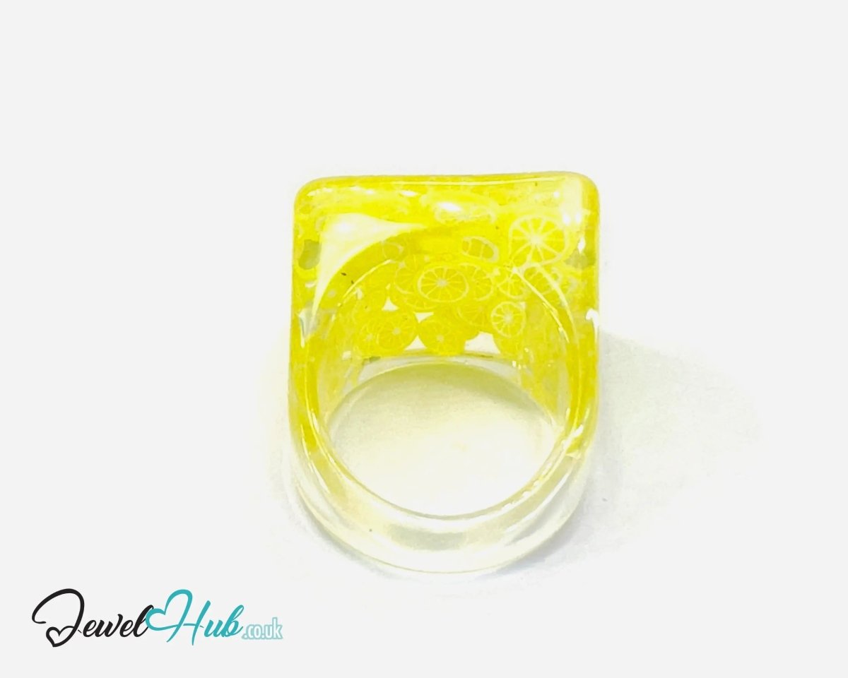 Big Screen Lemon 🍋 Resin Ring – US P · US 8 · Giant Series · Handcrafted Resin - JewelHub.co.uk