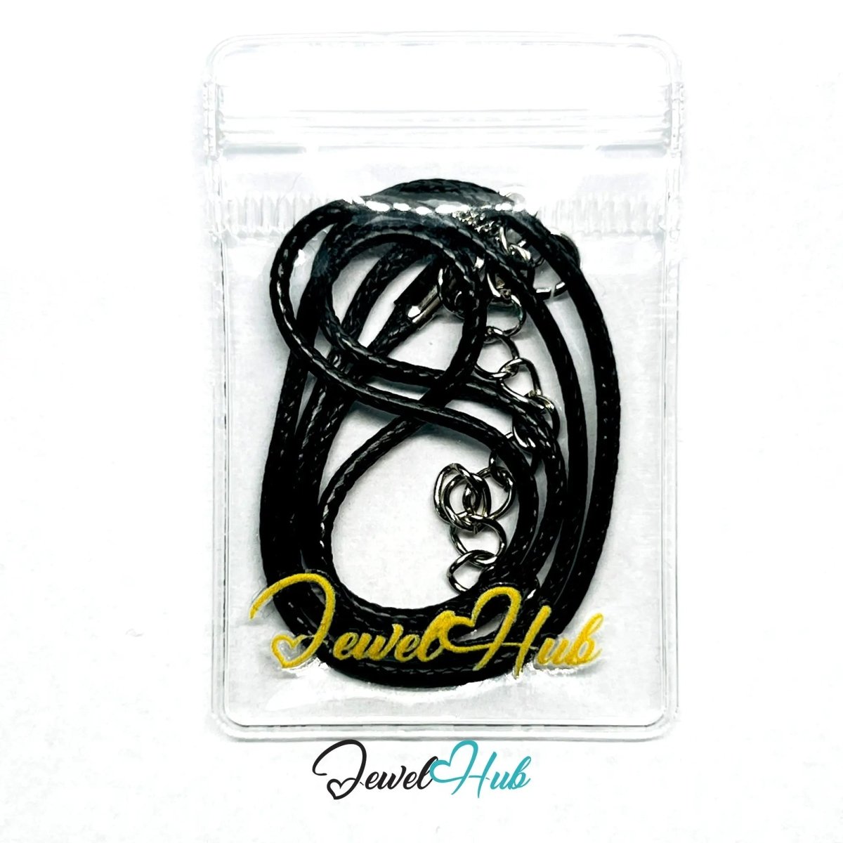 Black Faux Leather Cord Necklace – 40cm Layering Base (Silver Clasp) - JewelHub.co.uk