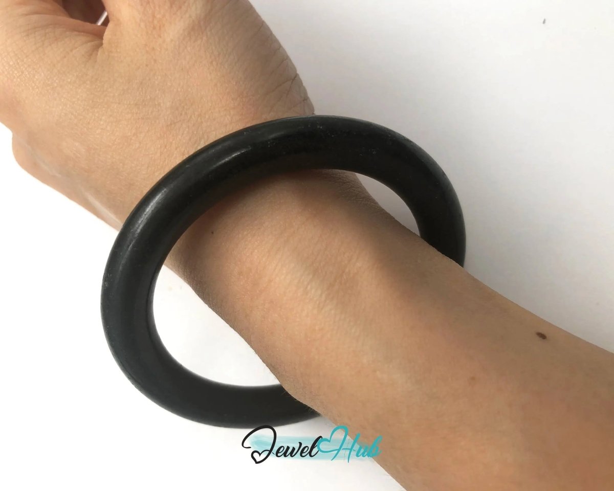 Black Jade Bracelet - Vintage Jadeite Bangle - JewelHub.co.uk