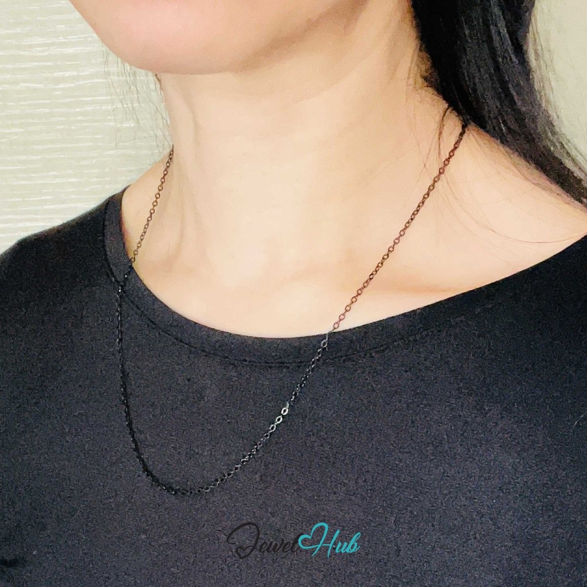 Black Stainless Steel O‑Shape Chain Necklace 2x3.5mm | 50cm - JewelHub.co.uk