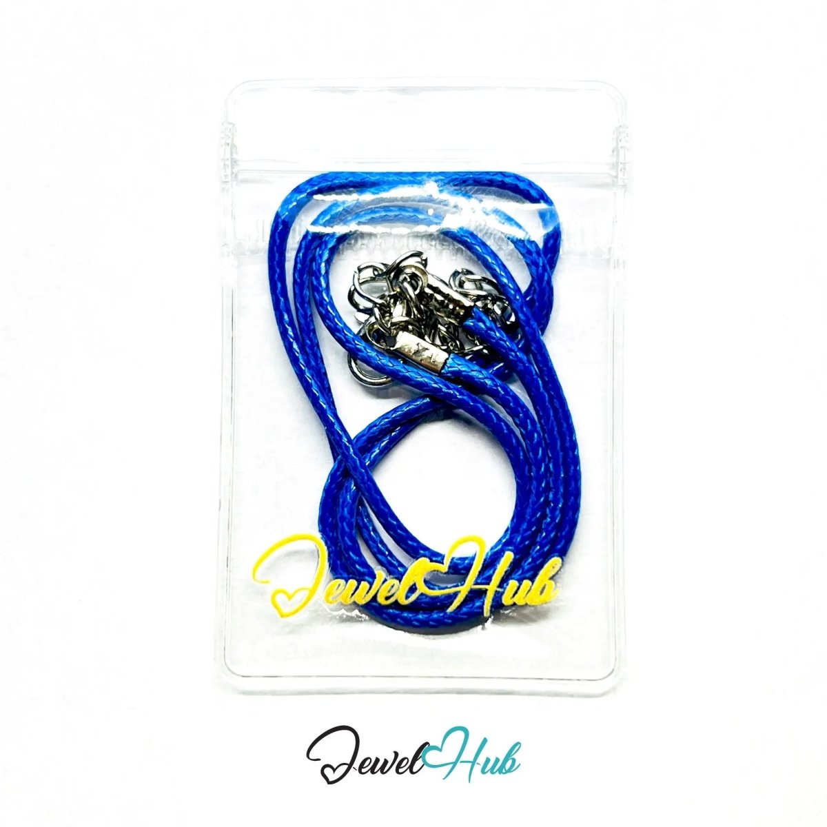 Blue Faux Leather Cord Necklace – 40cm Layering Base (Silver Clasp) - JewelHub.co.uk