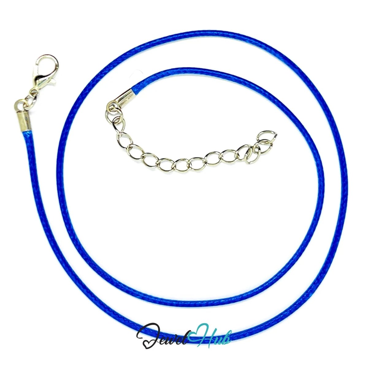 Blue Faux Leather Cord Necklace – 40cm Layering Base (Silver Clasp) - JewelHub.co.uk