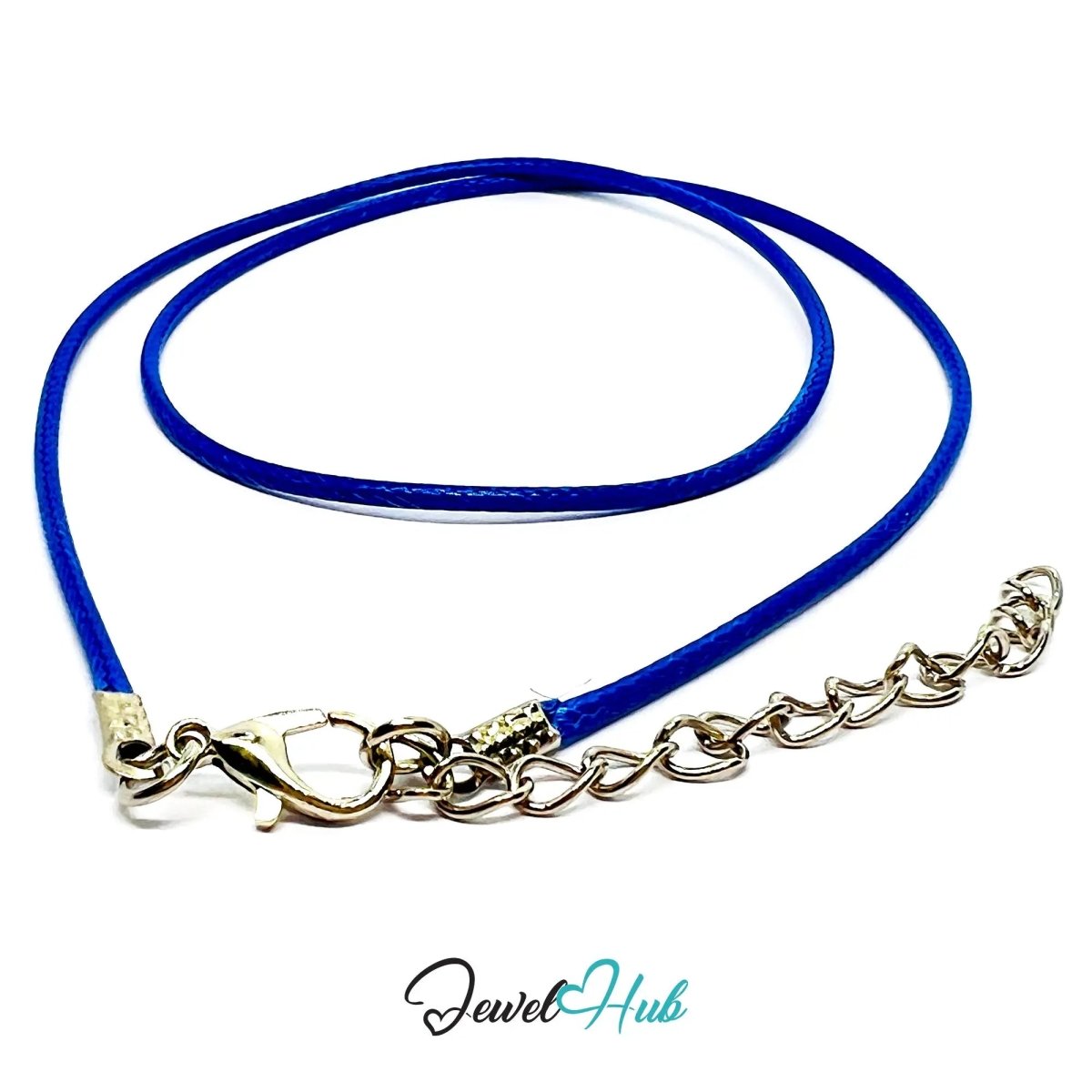 Blue Faux Leather Cord Necklace – 40cm Layering Base (Silver Clasp) - JewelHub.co.uk
