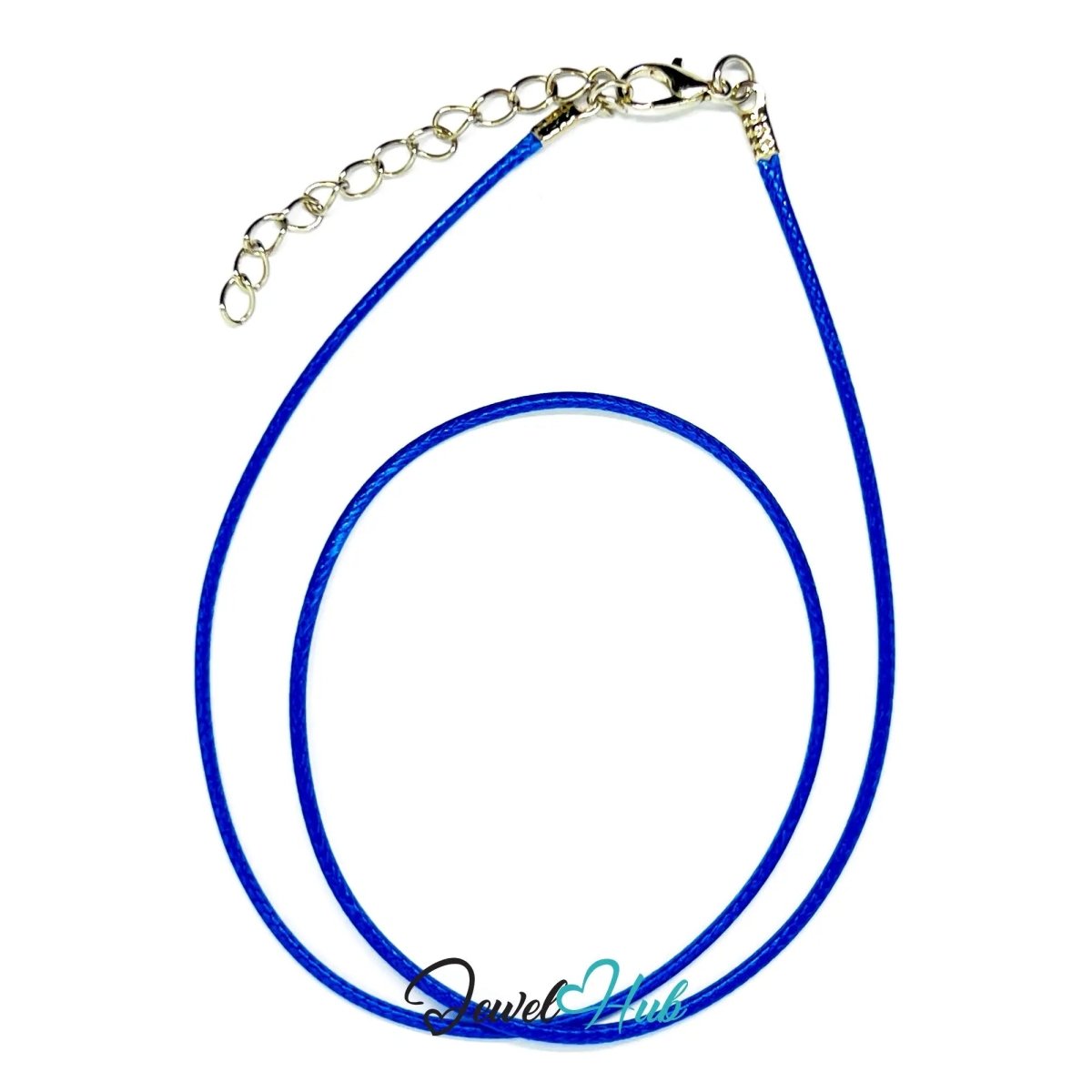 Blue Faux Leather Cord Necklace – 40cm Layering Base (Silver Clasp) - JewelHub.co.uk