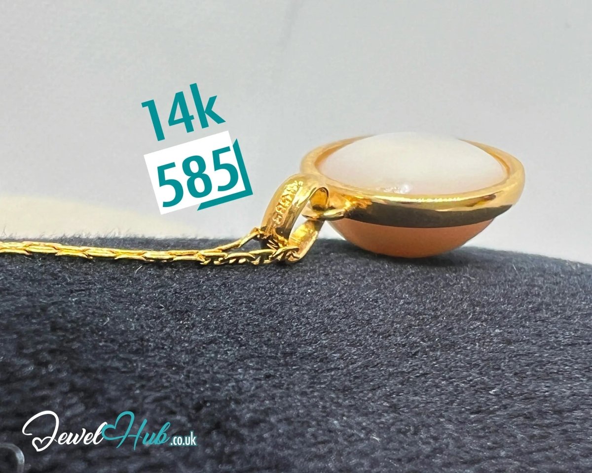 Blush Dawn | Large Pearl Pendant in 14K Solid Gold - JewelHub.co.uk