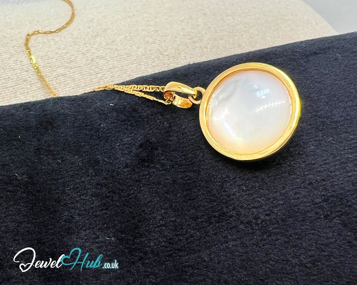 Blush Dawn | Large Pearl Pendant in 14K Solid Gold - JewelHub.co.uk