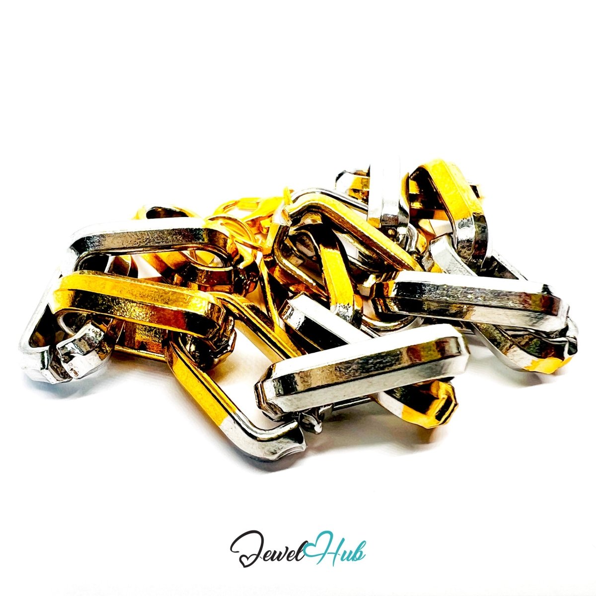 Bold DuoTone Stainless Steel Paperclip Bracelet in Gold & Silver - JewelHub.co.uk