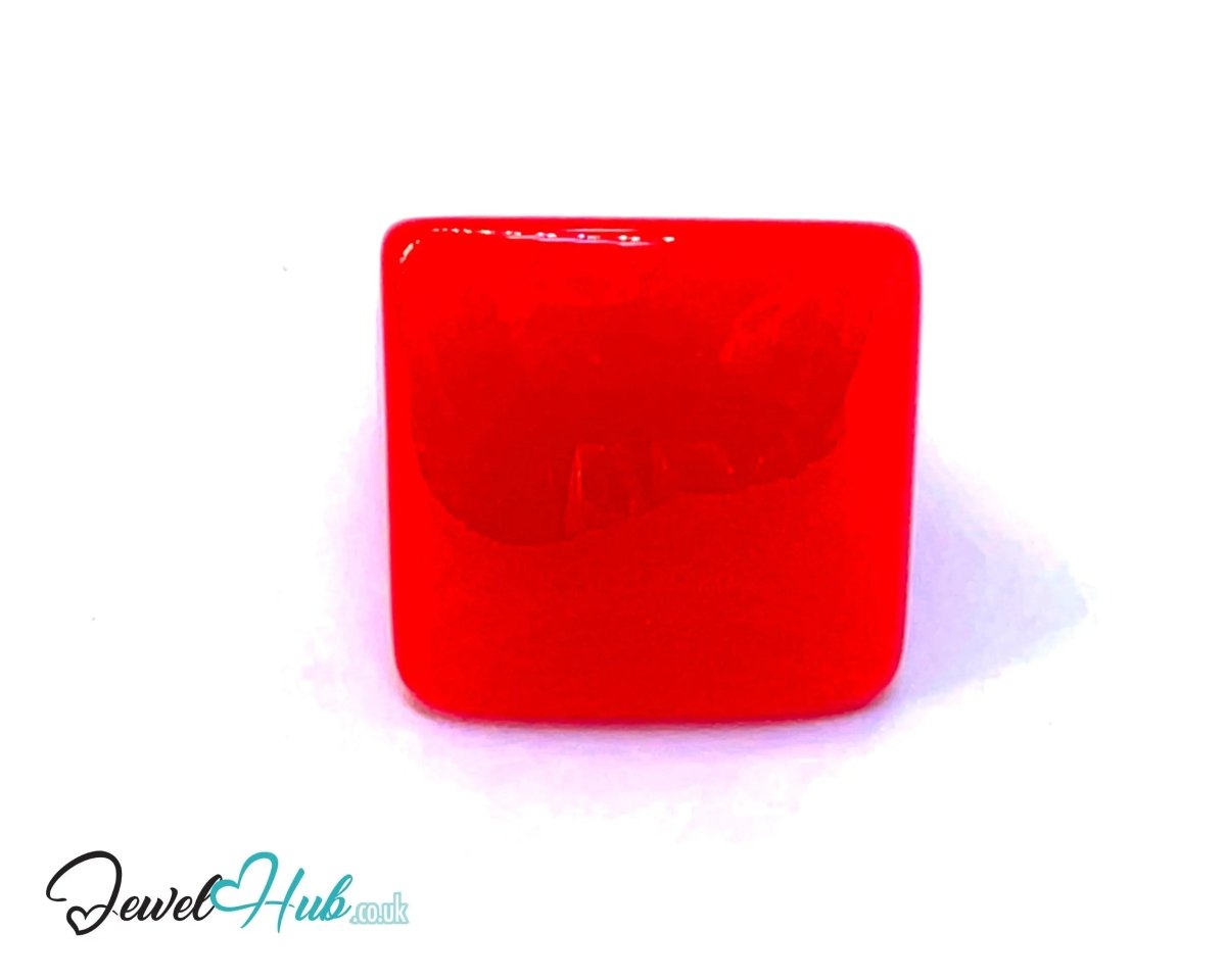 Bold Resin Ring 🟥 Red UK P · US 8 · Sculptural Square · Handcrafted Statement - JewelHub.co.uk