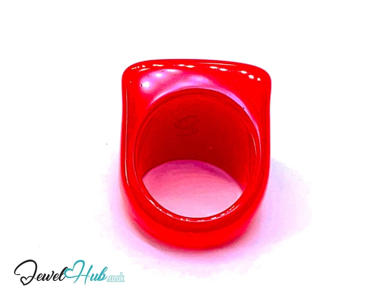 Bold Resin Ring 🟥 Red UK P · US 8 · Sculptural Square · Handcrafted Statement - JewelHub.co.uk