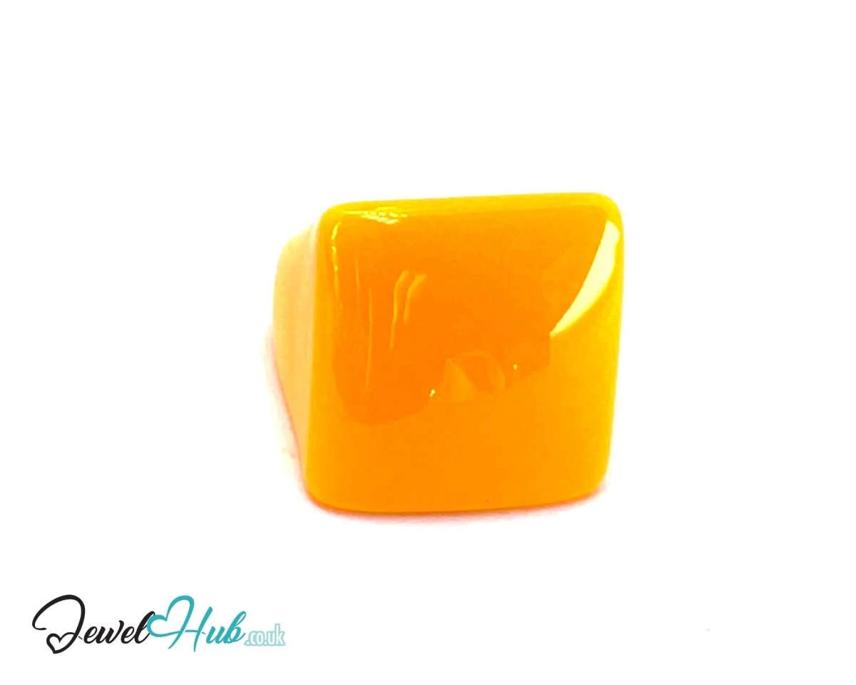 Bold Resin Rings 🟨 Yellow US O · US 7.5 · Sculptural Yellow · Geometric Statement · Handcrafted · 7.42g - JewelHub.co.uk