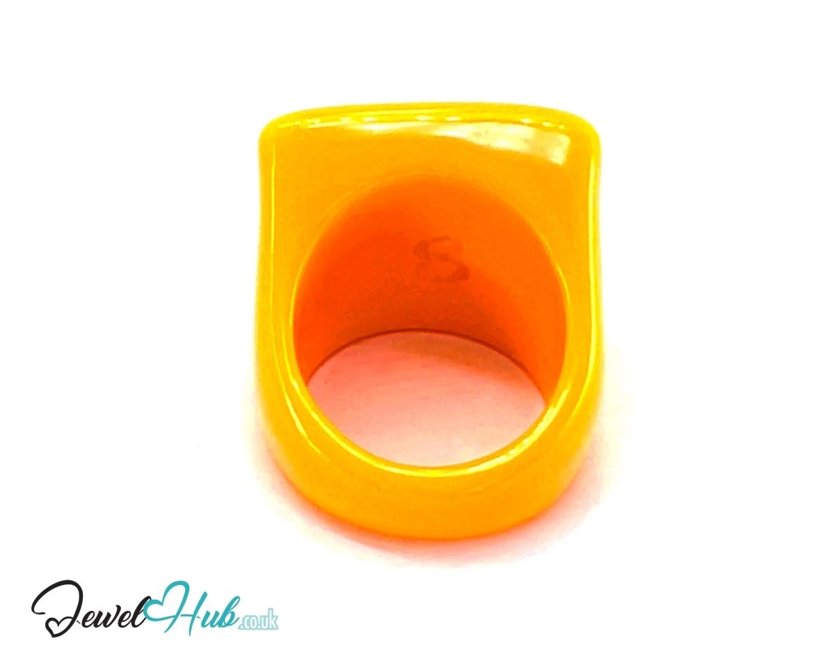Bold Resin Rings 🟨 Yellow US O · US 7.5 · Sculptural Yellow · Geometric Statement · Handcrafted · 7.42g - JewelHub.co.uk