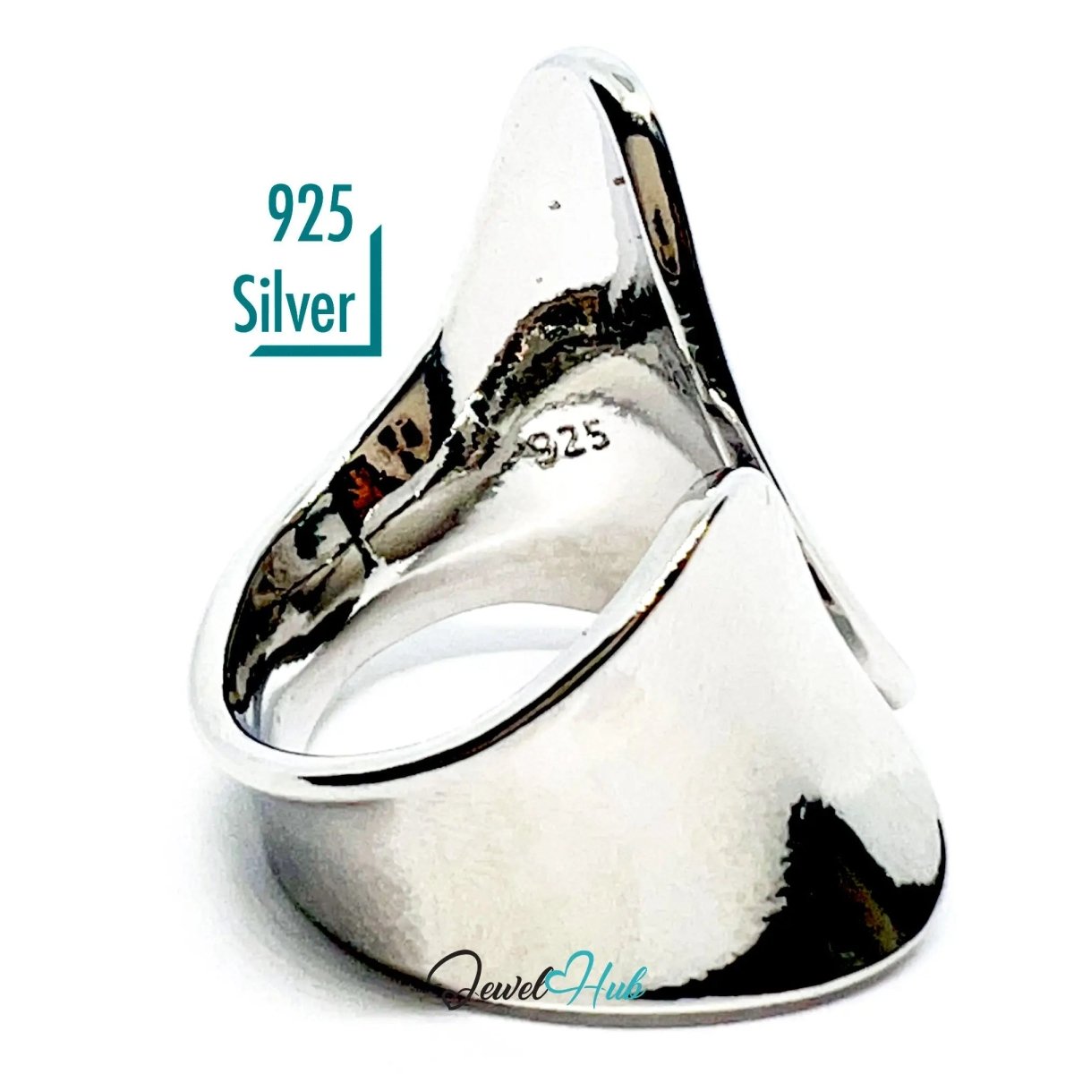 Bold Sterling Silver Ring | Hallmarked 925 Asymmetrical Statement Band | Sleek Modern Design in Sizes N–P - JewelHub.co.uk