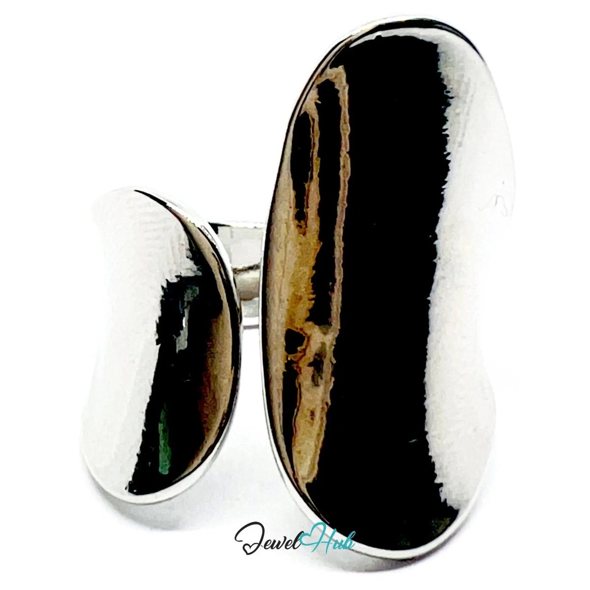 Bold Sterling Silver Ring | Hallmarked 925 Asymmetrical Statement Band | Sleek Modern Design in Sizes N–P - JewelHub.co.uk