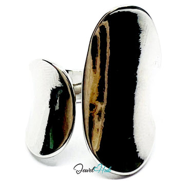 Bold Sterling Silver Ring | Hallmarked 925 Asymmetrical Statement Band | Sleek Modern Design in Sizes N–P - JewelHub.co.uk