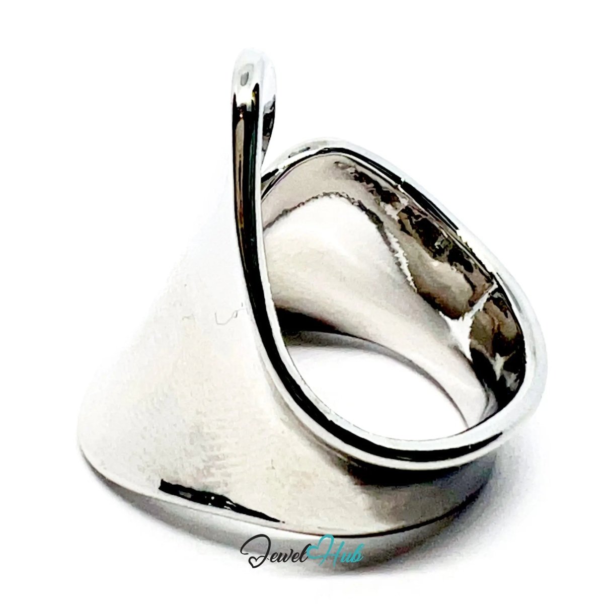 Bold Sterling Silver Ring | Hallmarked 925 Asymmetrical Statement Band | Sleek Modern Design in Sizes N–P - JewelHub.co.uk