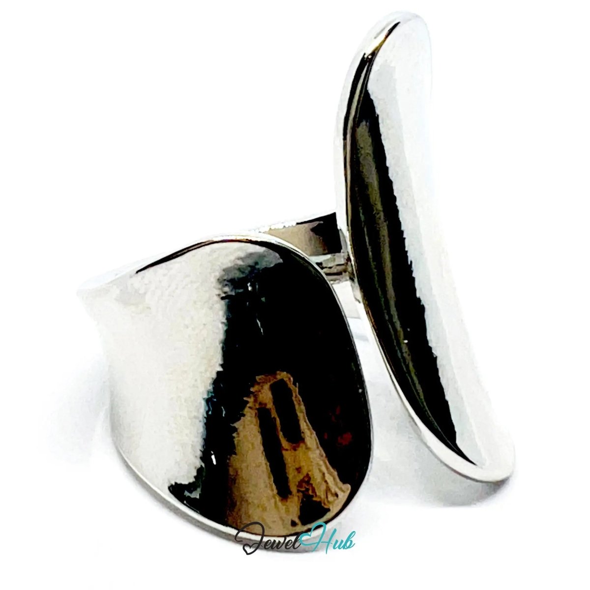 Bold Sterling Silver Ring | Hallmarked 925 Asymmetrical Statement Band | Sleek Modern Design in Sizes N–P - JewelHub.co.uk