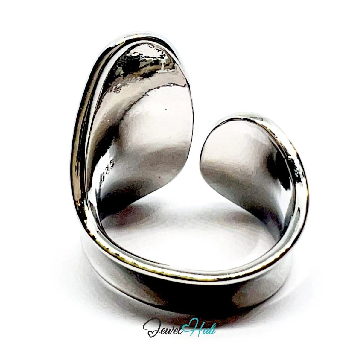 Bold Sterling Silver Ring | Hallmarked 925 Asymmetrical Statement Band | Sleek Modern Design in Sizes N–P - JewelHub.co.uk