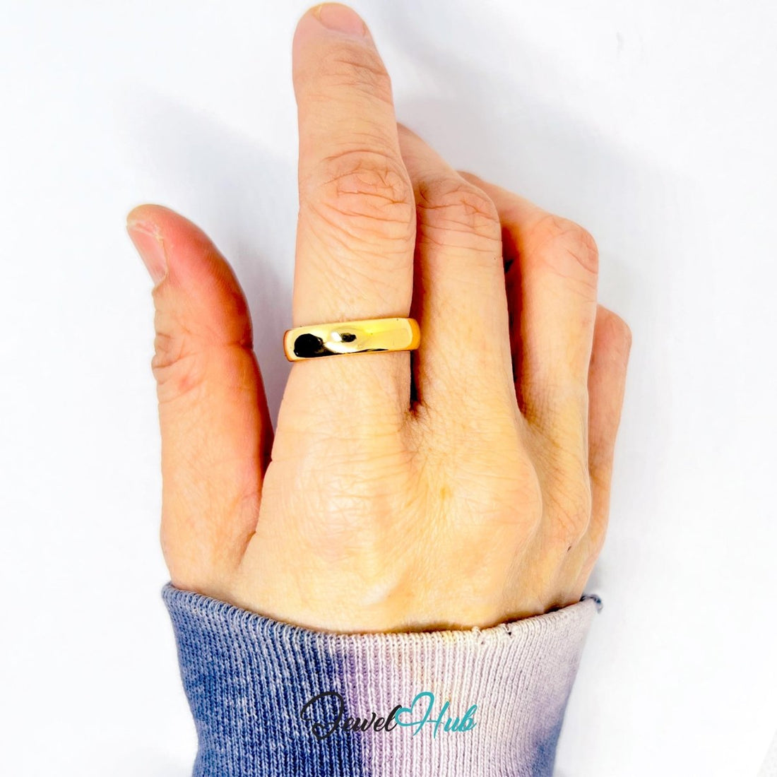BoldBand+ Gold - Plated Zinc Ring · Elevated Statement Band - JewelHub.co.uk
