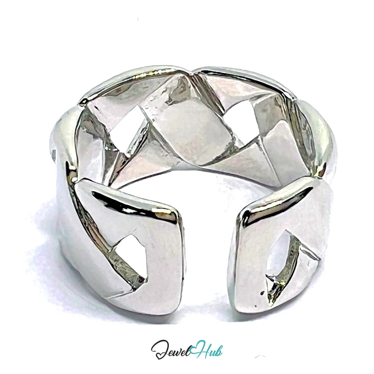 Braided Ring | Sterling Silver Hallmarked 925 Adjustable Band with Woven Texture - JewelHub.co.uk