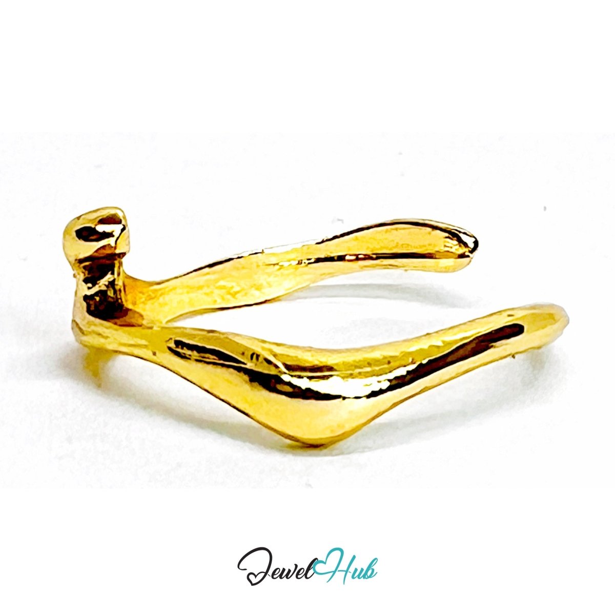 Branches Zinc Alloy Gold Ring · Abstract Nature - Inspired Band - JewelHub.co.uk