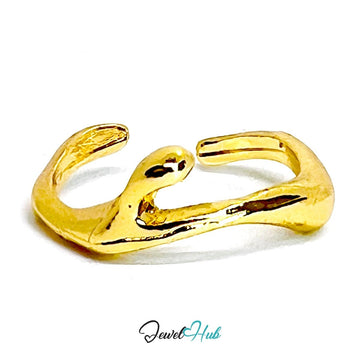 Branches Zinc Alloy Gold Ring · Abstract Nature - Inspired Band - JewelHub.co.uk