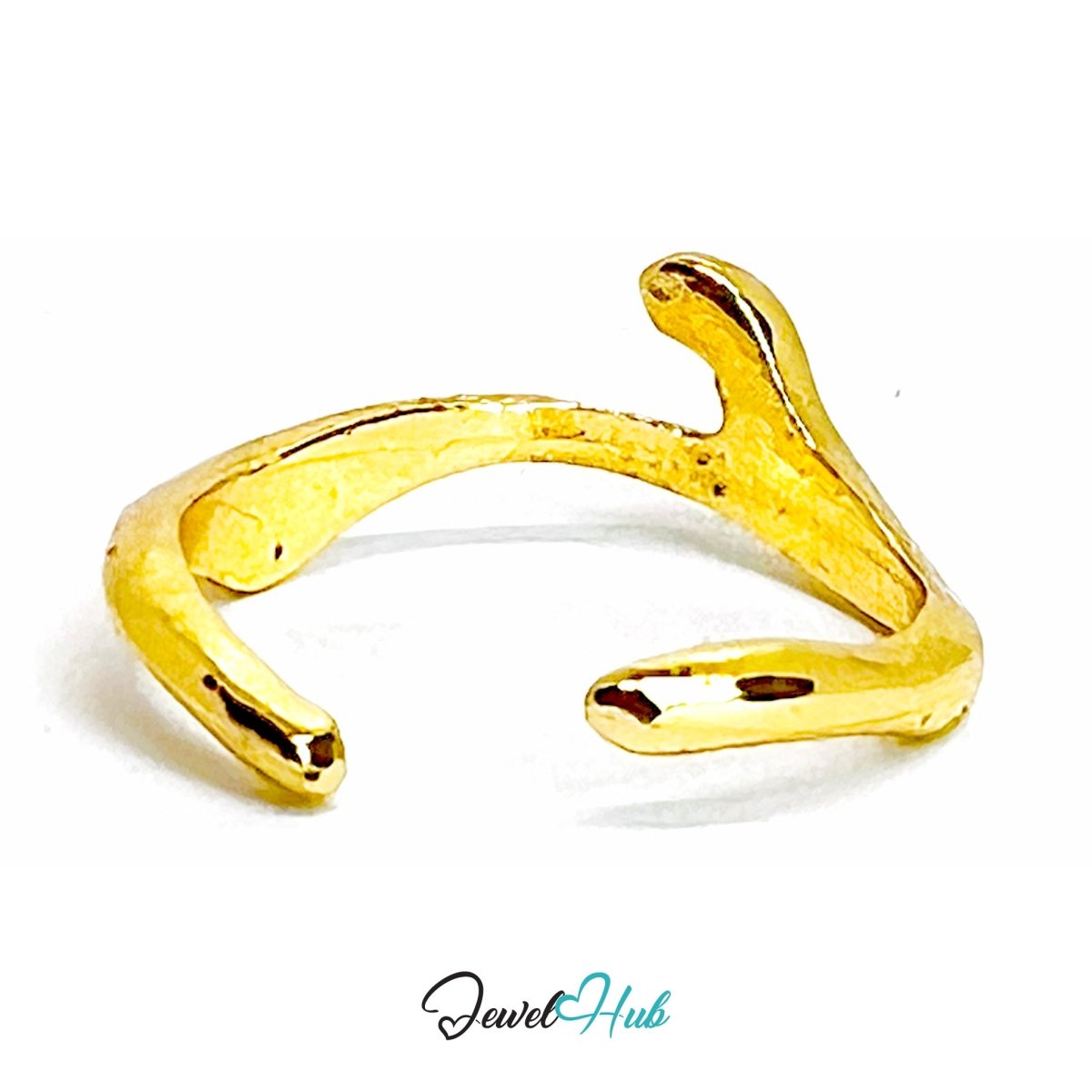 Branches Zinc Alloy Gold Ring · Abstract Nature - Inspired Band - JewelHub.co.uk