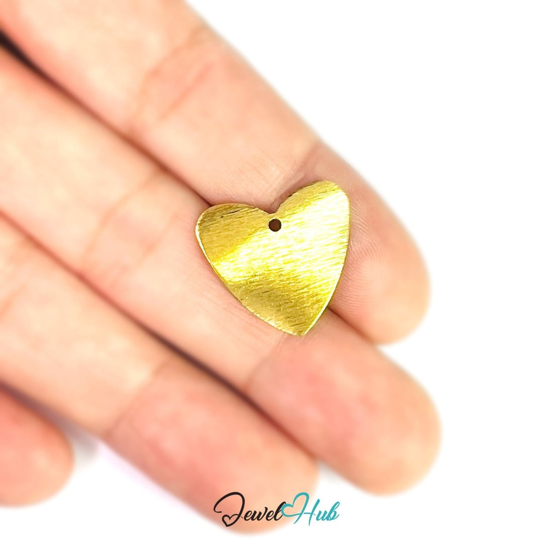 Brass Matte Gold Heart Plate Charm - JewelHub.co.uk