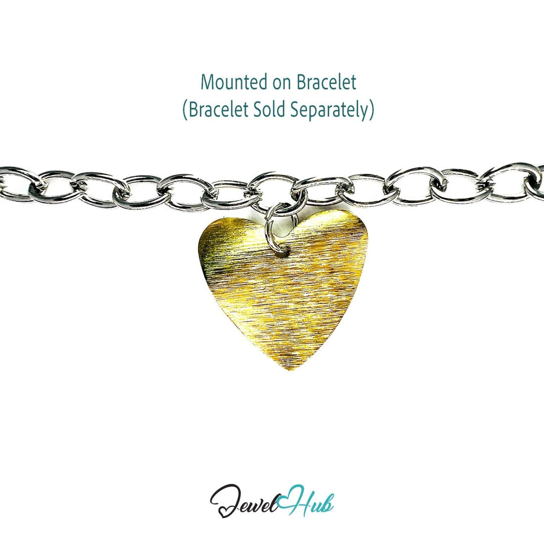 Brass Matte Gold Heart Plate Charm - JewelHub.co.uk