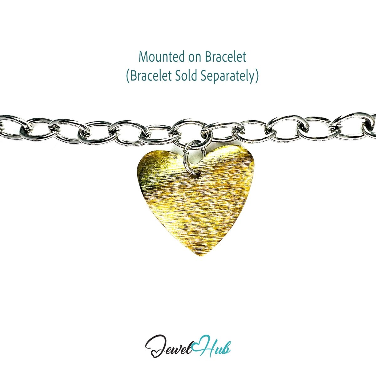 Brass Matte Gold Heart Plate Charm - JewelHub.co.uk