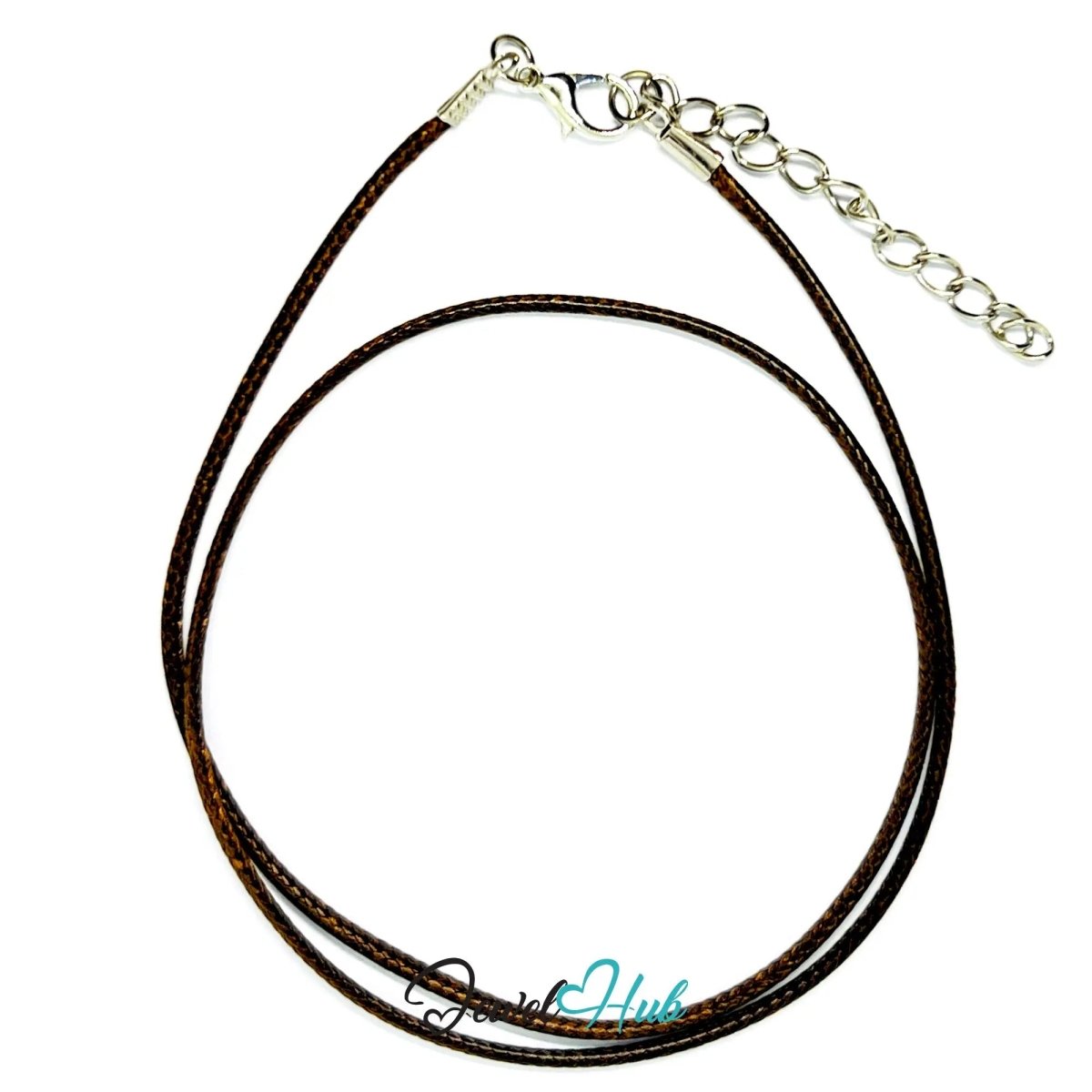 Brown Faux Leather Cord Necklace – 40cm Layering Base (Silver Clasp) - JewelHub.co.uk