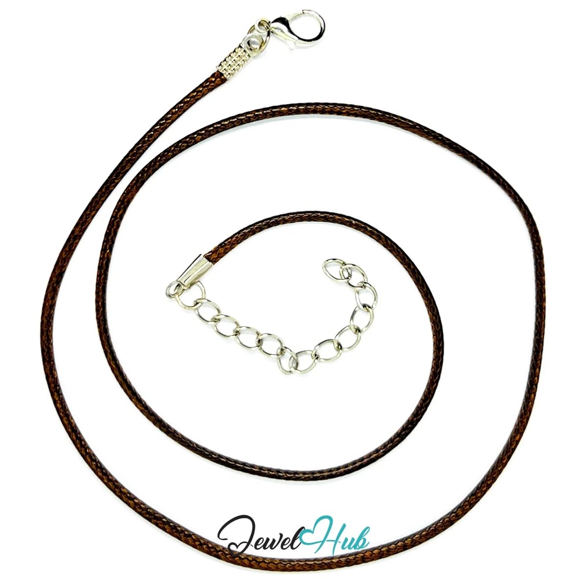 Brown Faux Leather Cord Necklace – 40cm Layering Base (Silver Clasp) - JewelHub.co.uk
