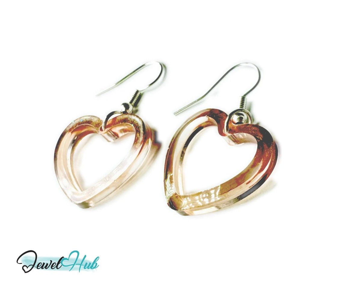 Brown Sugar Glow Mocha Fade Heart Resin Earrings - JewelHub.co.uk